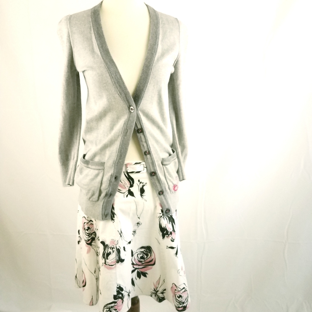 Hollister Sweater Women's Medium Gray Pink Cardigan with Pockets